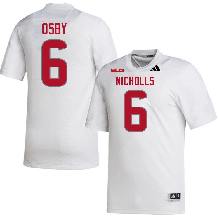 Nicholls Colonels #6 Scrappy Osby College Football Jerseys,Uniforms Stitched-White